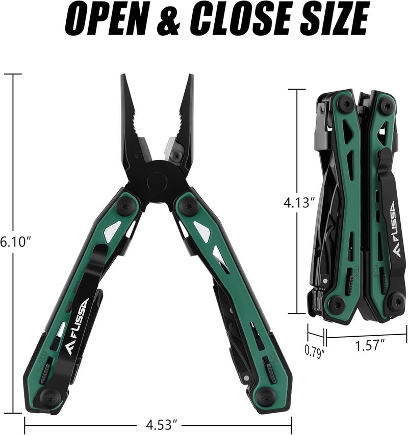 FLISSA 16-in-1 Multi Tool Pliers, Gifts for Men, Stainless Steel EDC Multitool with Pocket Knife, Belt Clip and Oxford Pouch, Self-locking Multipurpose Utility Multi-Tool for Camping Survival Outdoor - Image 2